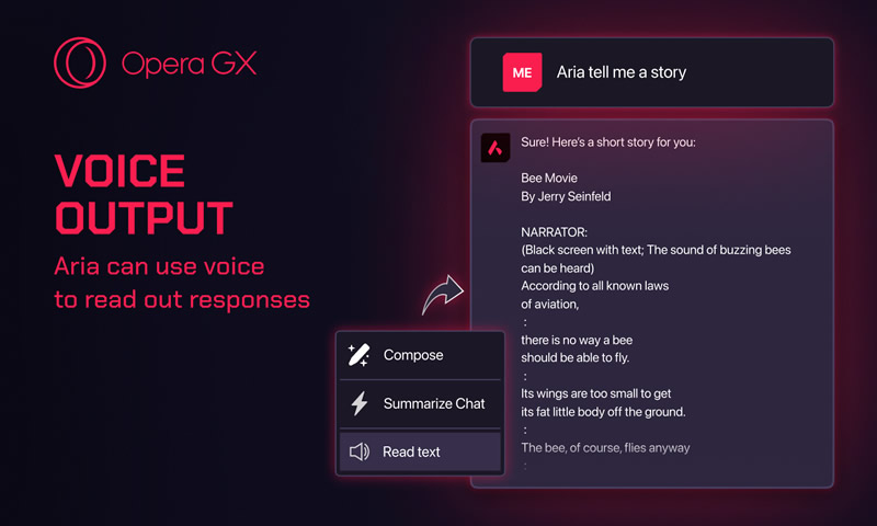Геймерский браузер Opera GX получил масштабное обновление встроенного ИИ Aria